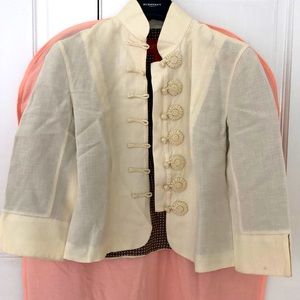 SHANGHAI TANG Cream Linen Short Jacket Size 2